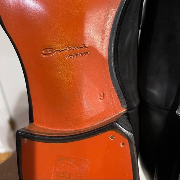 Santoni Dark Gray (Black-looking) laced-up dress shoes Sz 9 - Picture 6 of 16